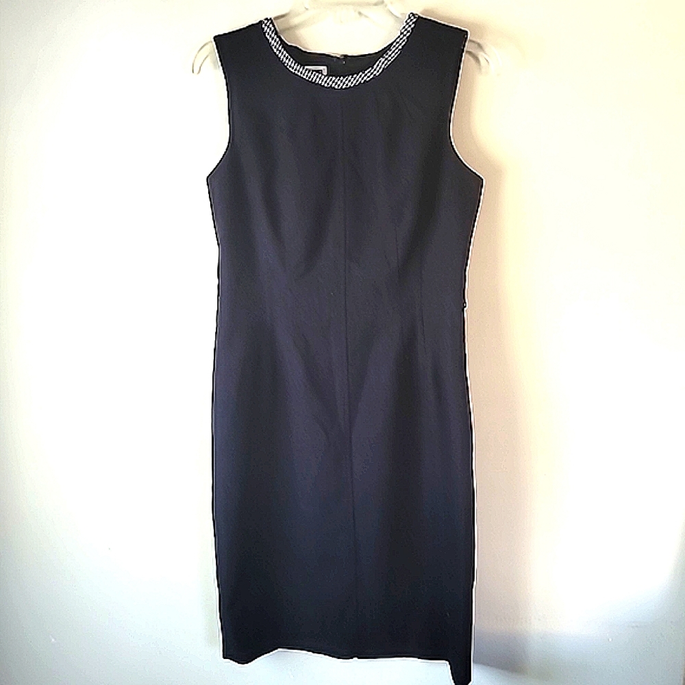 Ann Kline Short Sleeves Round Neck Hound tooth Sheath Dress Size 8
